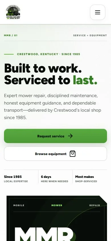 MMR · Mobile Mower Repair — actual mobile website