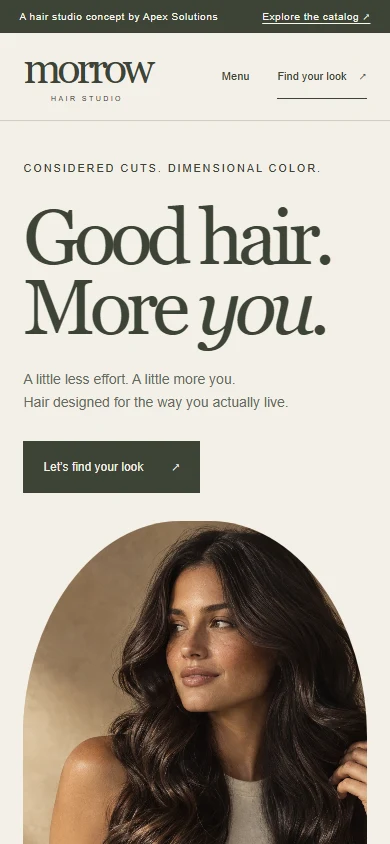 Morrow Hair Studio — actual mobile website